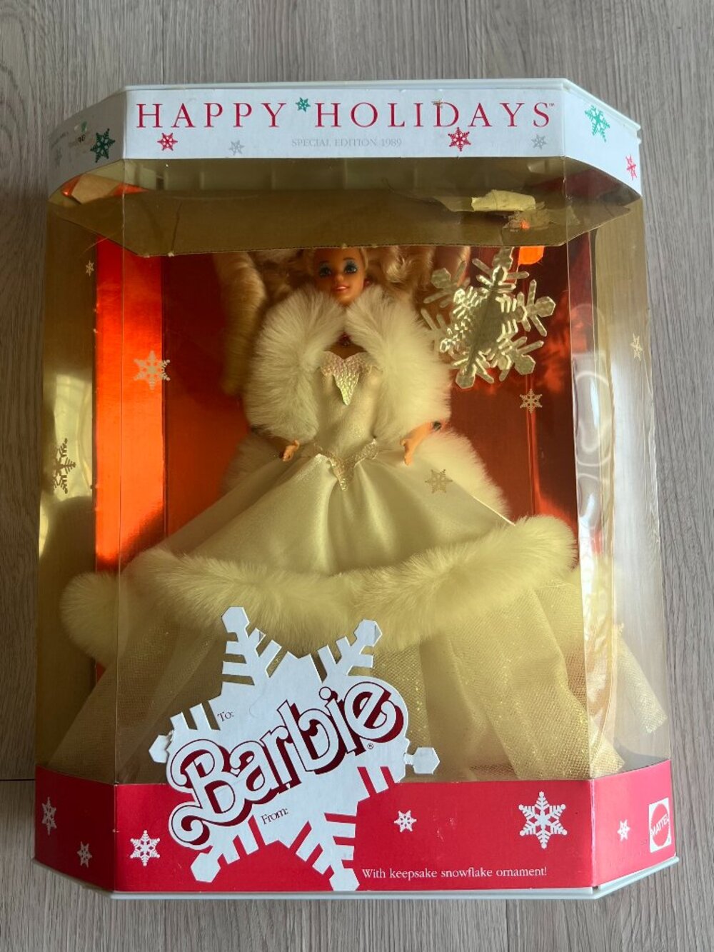 Mattel Barbie Happy Holidays Doll 1989 11.5in + Ornament MPN 03532
